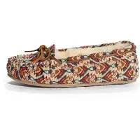 Minnetonka Mocasines 'Cally' beige / marrón castaño / curry / petróleo
