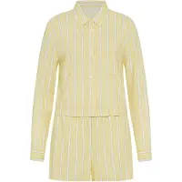 LASCANA Pijama de pantalón corto azul paloma / amarillo / blanco