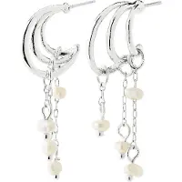 Pilgrim Pendientes 'Lunith' plata / blanco perla