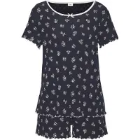 s.Oliver Pijama de pantalón corto ecru / azul oscuro / marrón / blanco