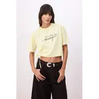Trendyol Camiseta amarillo claro / antracita