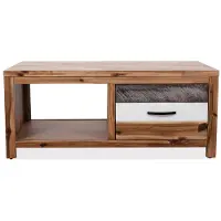 Syfax Mesa de centro de madera maciza de acacia 90x50x37,5 cm