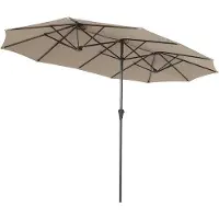 Markenlos Gran parasol doble de 220 x 400 cm con sistema de correas: resistente al viento, estable y con protección UV, ideal para terrazas, balcones y jardines