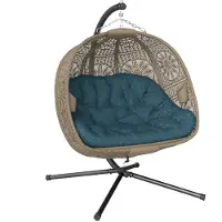 Outsunny Silla colgante , cesta colgante con estructura para dos personas, incluye cojín, cesta plegable