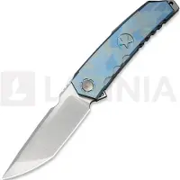 We Knife Navaja Capstan, Blue Terrain Titanium, Hand Polished Satin
