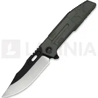 We Knife Navaja Barracks, Dark Olive Titanium, Hand Polished Satin/Black Stonewash