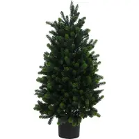 Mendler Árbol de Navidad HWC-R29, árbol decorativo, árbol artificial, planta artificial, abeto artificial, para exteriores, polietileno, 90 cm
