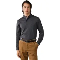 Hackett para hombre. HM5500049 Polo de manga larga Pima gris (L), Casual, Algodón, Clásico, outlet 2026.