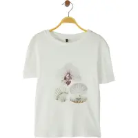 Trendyol Camiseta beige / crema / oro / lila oscuro