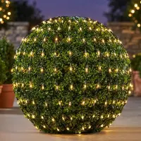 Spetebo Iluminación LED con forma de boj, con 144 LEDs de luz blanca cálida, de 120 cm de largo, para decoración de jardines. Cortina de luces decorativas