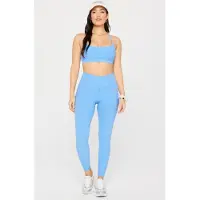 Fabletics Heatherflex Strappy Bra Bali Blue Heather Talla: XS REG | Brasieres Outlet | Mujer | Azul