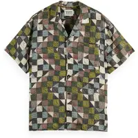 Scotch & Soda Printed Short-sleeved Tencel Shirt Zig Zag Patchwork Multi Talla: L | Camisas Casuales Outlet | Hombre
