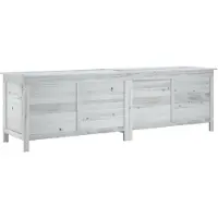 vidaXL Cofre para jardín, blanco, 198,5 x 50 x 56,5 cm, madera maciza de abeto