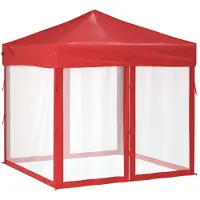 vidaXL Tienda de campaña plegable para fiestas con paredes laterales, color rojo, 2x2 metros