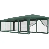 vidaXL Tienda de campaña para fiestas , con 10 paneles laterales de malla, color verde, 3x12 metros, fabricada en HDPE