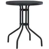 vidaXL : Mesa de jardín, color , 80 cm, acero y cristal