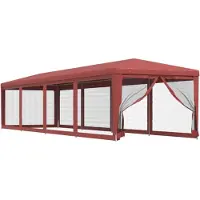 vidaXL Tienda de fiestas con 10 paneles laterales de malla, color rojo, 3x12 metros, fabricada en HDPE
