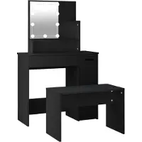 vidaXL Kit de tocador con luces LED, color , fabricado en material de madera