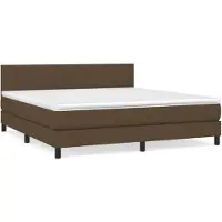 vidaXL Cama con somier y colchón de la marca , color marrón oscuro, dimensiones 160x200 cm, tapizada en tela