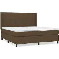 vidaXL Cama con somier y colchón de la marca , color marrón oscuro, dimensiones 180x200 cm, tapizada en tela