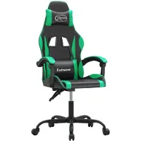 vidaXL Silla de juego giratoria, color negro y verde, tapizada en cuero sintético, marca