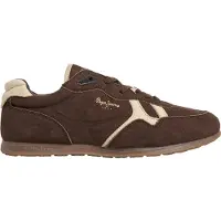Pepe Jeans para hombre. PMS300036 Zapatillas de piel Daze Block marrón (43), Plano, Serraje, Cordones, Casual, outlet 2026.