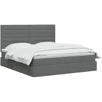 vidaXL : Cama con almacenamiento LED y colchón, color gris oscuro, 160 x 200 cm, tapizada