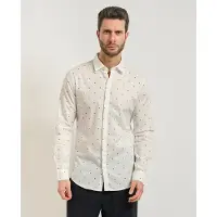 Armani Exchange para hombre. XM000625AF13184F0198 Camisa Monogram AX Cross Logo blanco (XXL), Casual, Algodón, Manga larga, A|X Armani E