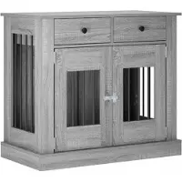 vidaXL : Mueble para jaula de perro, estilo Sonoma gris, 90 x 47,5 x 80 cm, material de madera