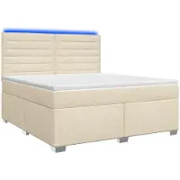 vidaXL Cama con somier y colchón de color crema, 140 x 200 cm, tapizada en tela