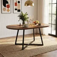 Flieks Mesa extensible para comedor, ideal para 4-6 personas, con esquinas redondeadas, mesa redonda para comedor de 100-140x100x75 cm, color nogal