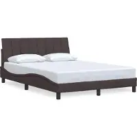 Syfax Estructura de cama "Hanko" en color marrón oscuro, sin colchón, de 140x200 cm, tapizada en tela