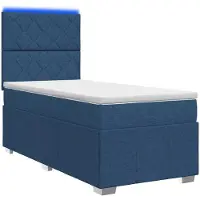 Syfax Cama con somier y colchón LED, color azul, 100 x 200 cm, tapizada en tela