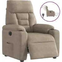 Syfax Sillón reclinable eléctrico tela de microfibra gris taupe