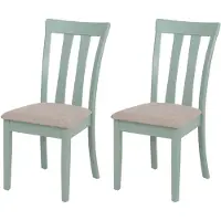 Mendler Juego de 2 sillas para comedor HWC-G46, sillas para cocina, tapizadas en tela/textil, estructura de madera maciza, color verde menta, tapicería color beige