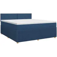Syfax Cama con somier y colchón, con cabecero, color azul, 160 x 200 cm, tapizada en tela