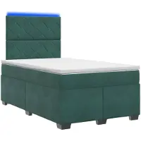 Syfax Cama con somier y colchón, color verde oscuro, 120 x 190 cm, tapizada en terciopelo