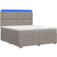 Syfax Cama con somier y colchón LED, color taupe, 140 x 200 cm, tapizada en tela