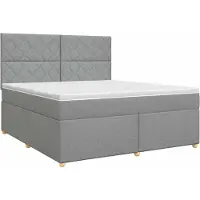 Syfax Cama con somier y colchón, color gris claro, 160 x 200 cm, tapizada en tela