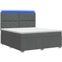 Syfax Cama con somier y colchón LED, color gris oscuro, 160 x 200 cm, tapizada en tela