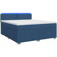 Syfax Cama con somier y colchón LED, color azul, 160 x 200 cm, tapizada en tela