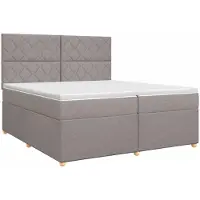 Syfax Cama con somier y colchón, color taupe, 200 x 200 cm, tapizada en tela
