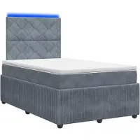 Syfax Cama con somier y colchón LED, color gris oscuro, 120 x 190 cm, tapizada en terciopelo