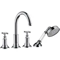 Axor - Juego de grifería para bañera, modelo Axor Montreux F, con 4 orificios, acabado cromado, para instalación en el borde de los azulejos, con mandos tipo cruz. Referencia: 16544000