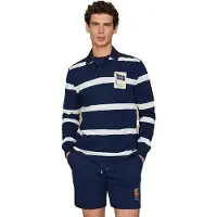 Hackett London para hombre. HM5500051 Polo de manga larga Stripes marino (L), Casual, Algodón, Clásico, outlet 2026.