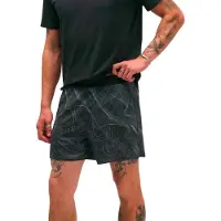 Hoka One One - Ropa para trail running - M Glide Short 5 Brief Clf Prt Black / White Prt - Talla S - Negro
