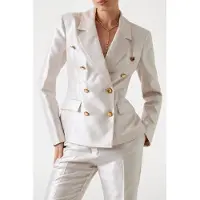 Guess Marciano GUESS Milla Double Breast Platinum Multi Talla: 42 | Blazers Outlet | Mujer | Gris