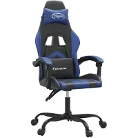vidaXL Silla de juego giratoria, color negro y azul, tapizada en cuero sintético, marca