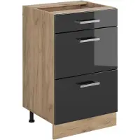 Vicco Mueble bajo de cocina R-Line Antracita alto brillo/Roble dorado 50 cm sin encimera, Model 69898