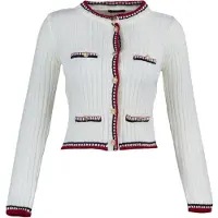 Trendyol Cárdigan ecru / rojo / negro